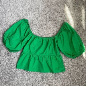 Sim & Sam Green Cropped Blouse